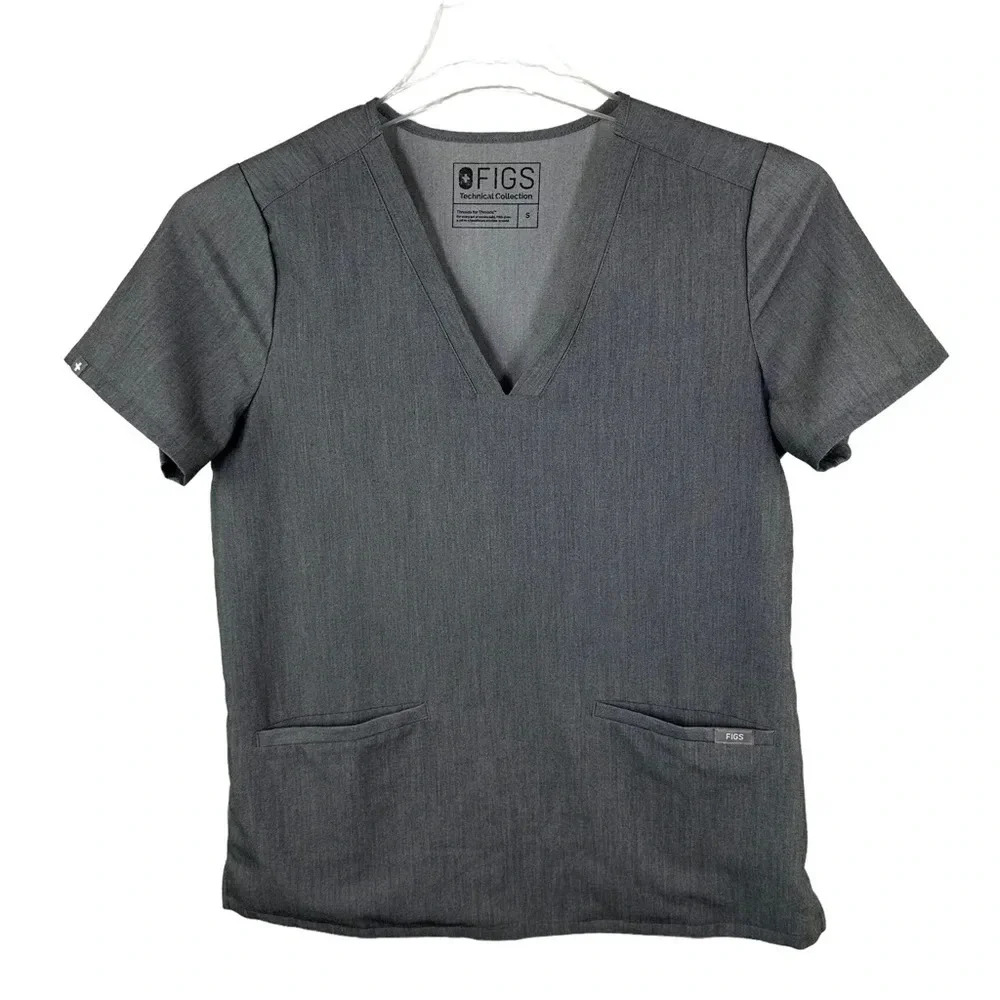 FIGS Gray Technical Collection Scrub Top Size Small‎